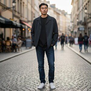 CARMEL ZHAO Men's EUC Microfiber Lined Shirt/Jacket/Shacket Black | Size‎ M